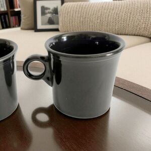 Vintage Fiestaware Black O-Ring Mugs Bundle Set Of Two Coffee Tea Cups Ceramic